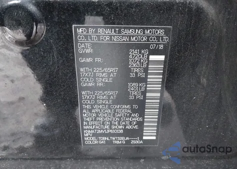 2018 Nissan Rogue Sv from USA, damaged, VIN KNMAT2MV1JP610138